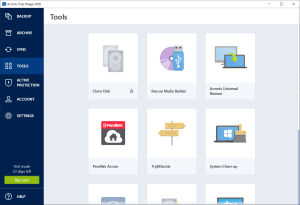 Acronis True Image extra features