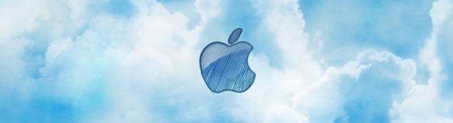 Apple logo in the clouds