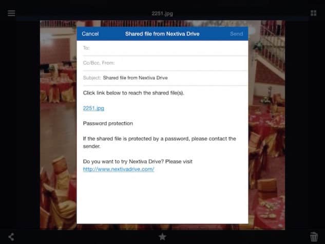 Sharing files via the Nextiva Drive app for iPad