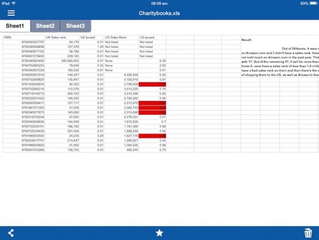 Toggling through spreadsheets in Nextiva Drive for iPad