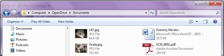 OpenDrive desktop folder on a Windows PC