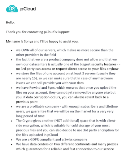 Email From pCloud Support