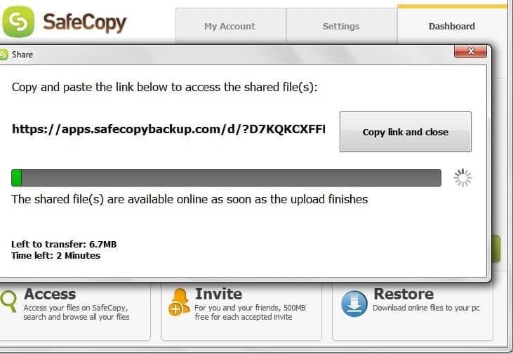 File sharing with SafeCopy
