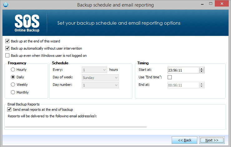 Reporting options in SOS Online Backup